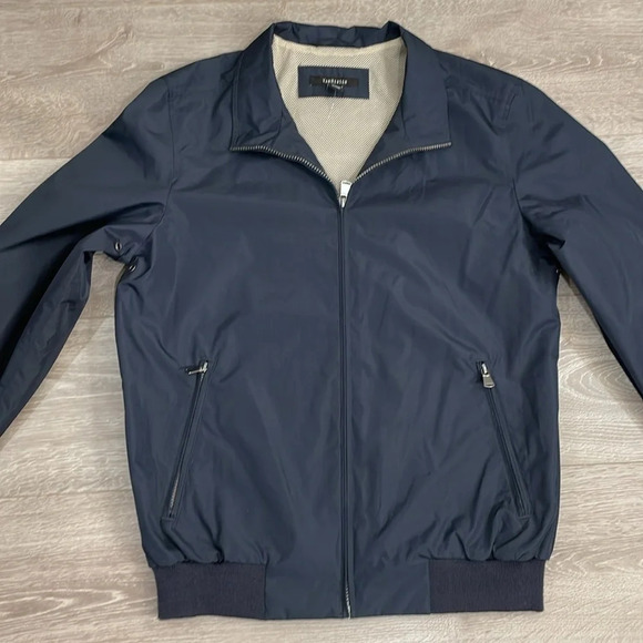NWOT Van Heusen Lined Water Resistant Windbreaker Jacket Navy M - Picture 3 of 16